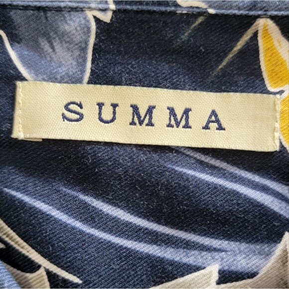 Suma Tropical Hawaiian Shirt size L blue Gray Yellow Palm leaves short sleeves - Picture 3 of 7